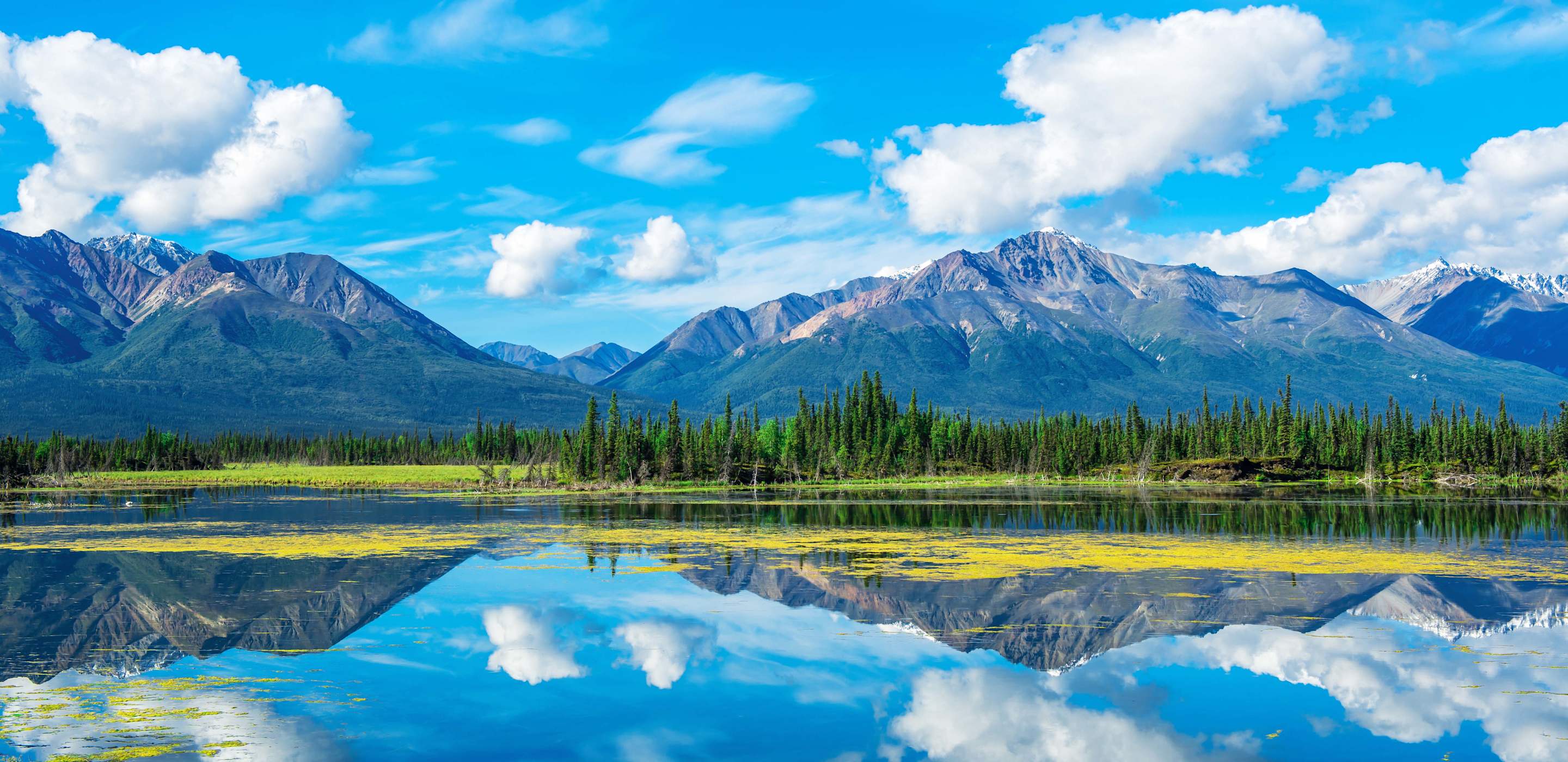 mountains and lake in alaska