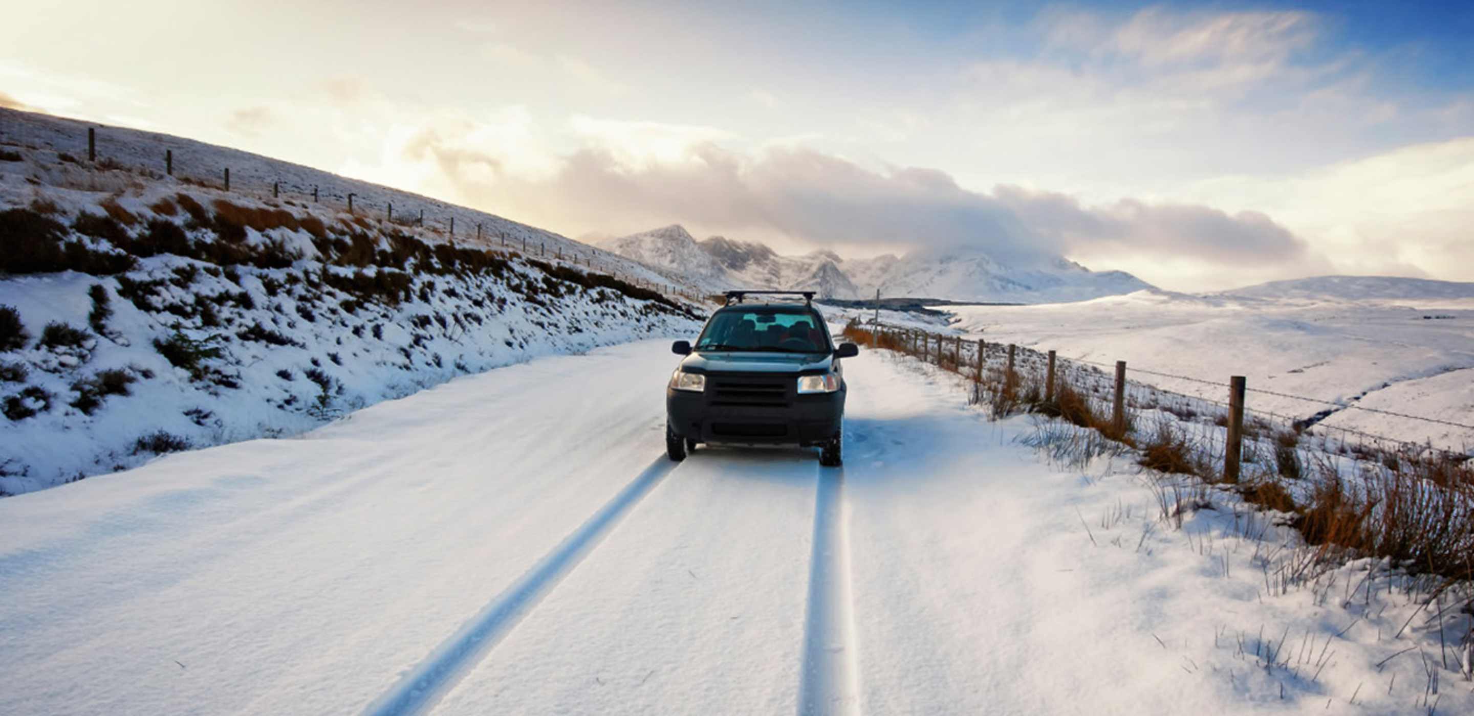 rental car on mountain road