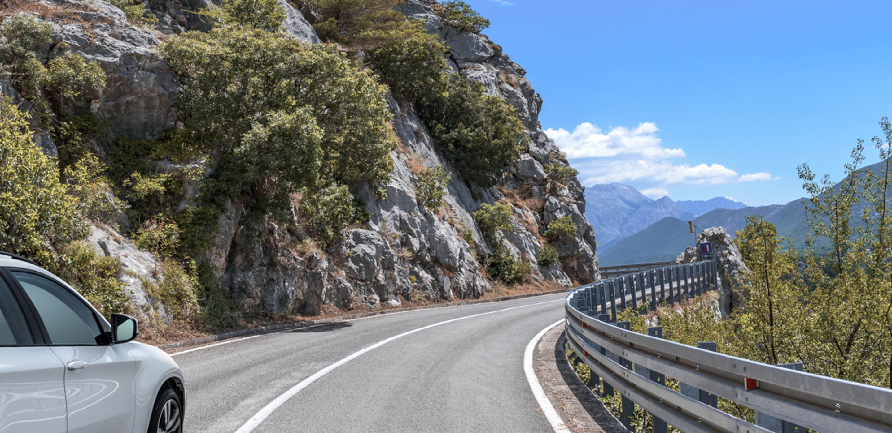 rental car on mountain road