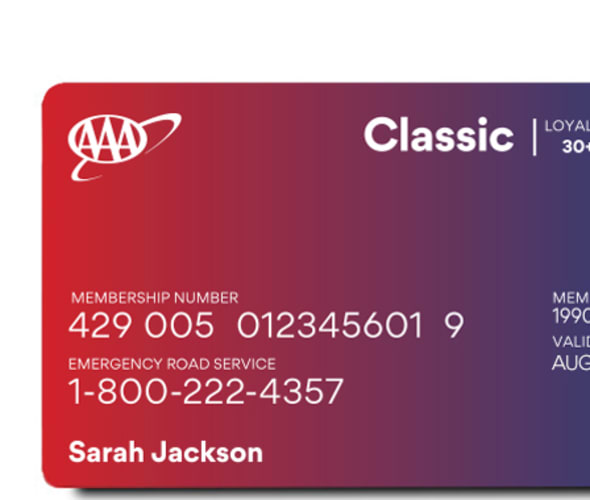 Example of a AAA classic membership card