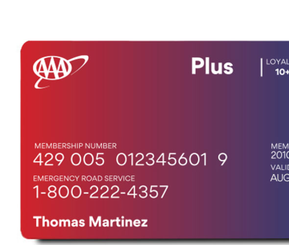 Example of a AAA Plus membership card