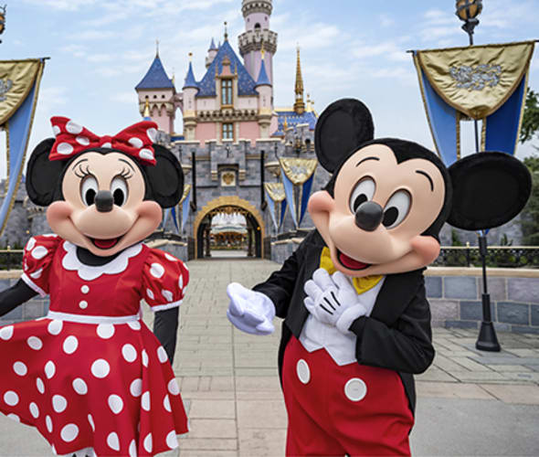 disneyland castle with mickey and minne mouse
