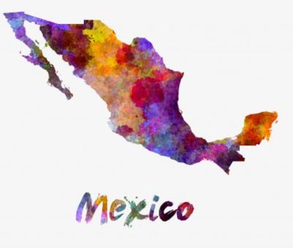 colorful map image of Mexico