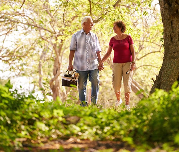 AAA Members with whole life insurance taking a walk.