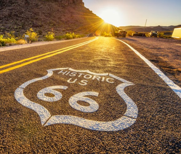 road with route 66 symbol