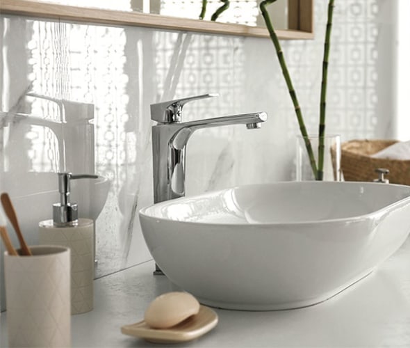 A clean and sanitized bathroom sink