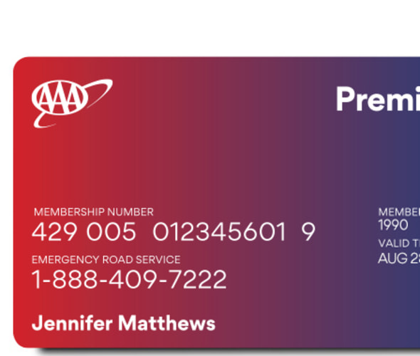 Example of a AAA Premier membership card
