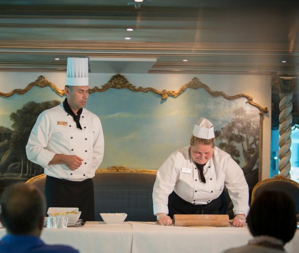 baking demonstration on a uniworld river cruise