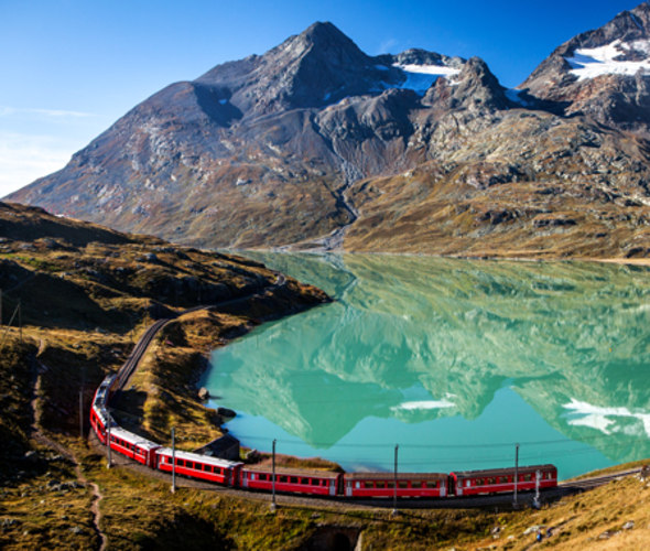 start planning a trip to take the bernina express through the swiss alps