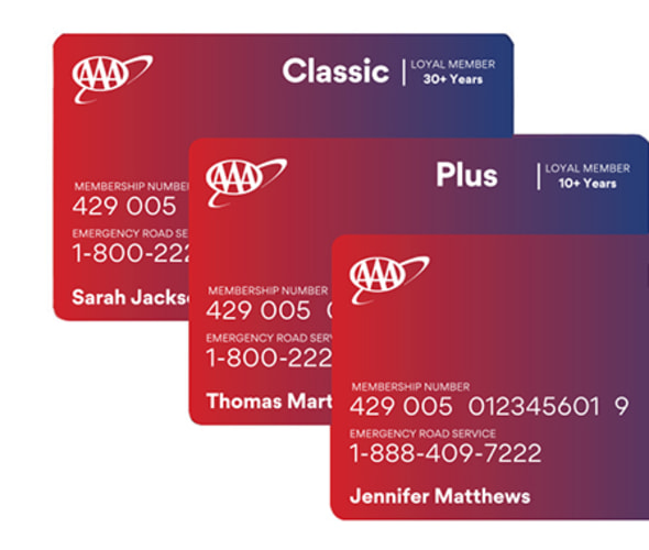 Example of all AAA Membership cards