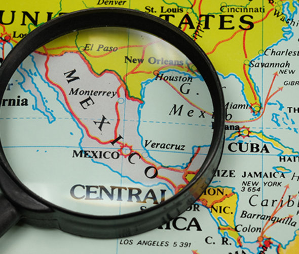 map of mexico with magnifying glass