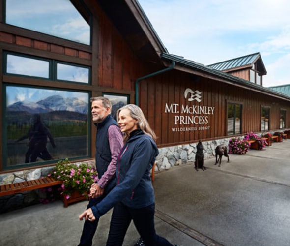 couple at a wilderness lodge on a princess alaska cruisetour