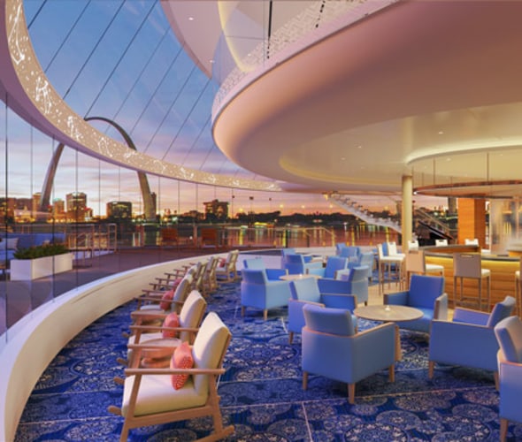 explorer lounge on viking mississippi with st louis arch in the background