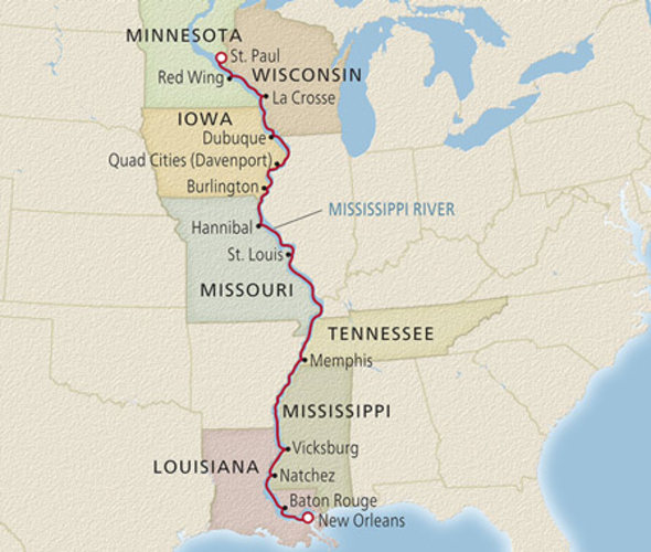 map of viking mississippi river cruise ports