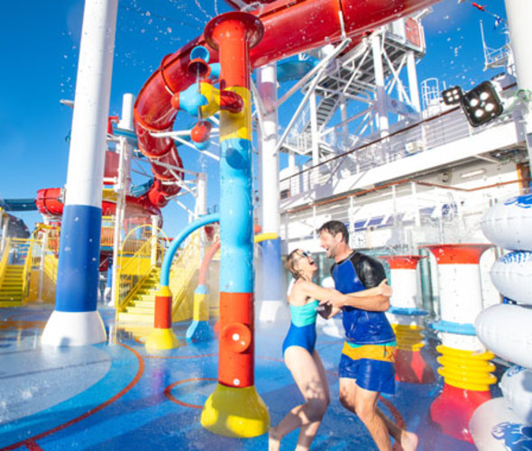 carnival cruise line guests at waterworks aqua park