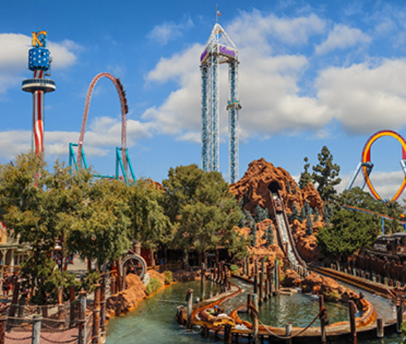 knotts berry farm skyline with roller coasters