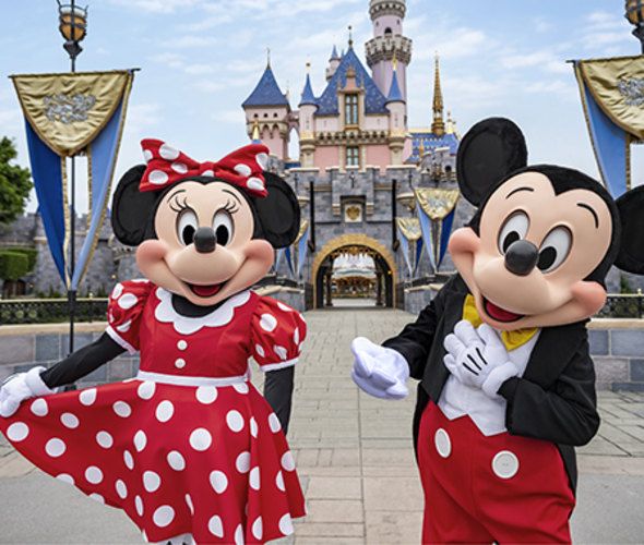 disneyland castle with mickey and minne mouse