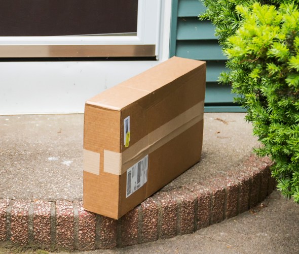 A package left outside on the porch.