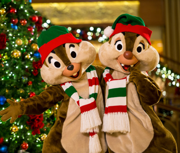chip and dale celebrate the holidays on a disney cruise line ship