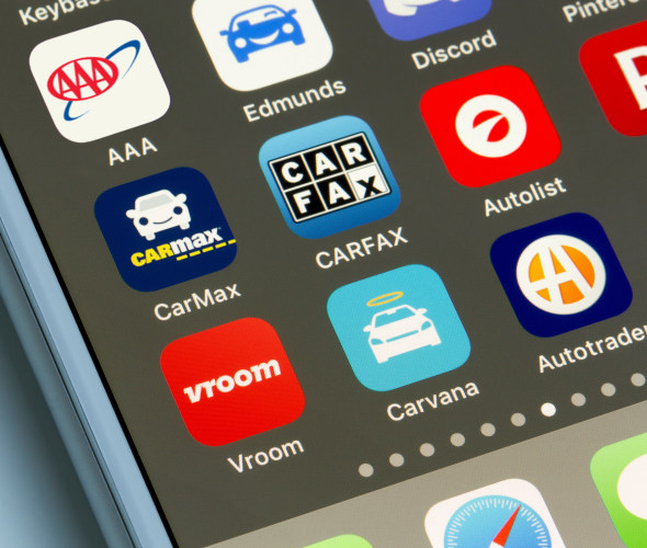 Car apps on a smart phone home screen.