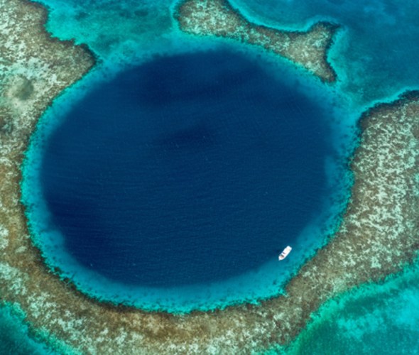 aerial view of the belize blue hole