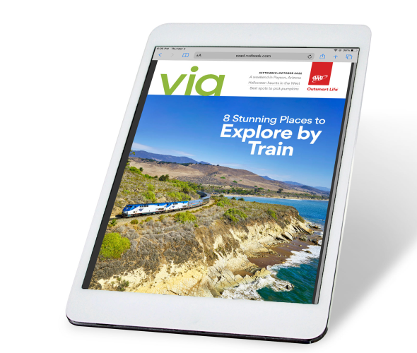 Via Magazine September October 2022 digital magazine cover on a tablet.