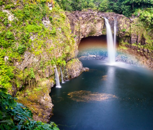 Majestic waterfall in Hawaii