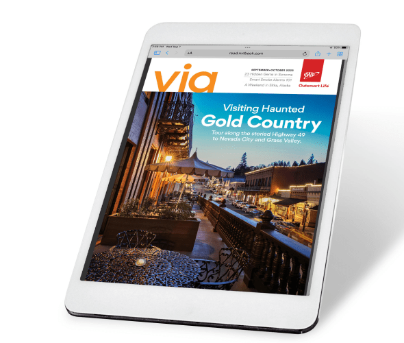 Via Magazine September October 2023 digital magazine cover on a tablet.