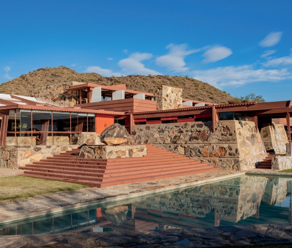 Exterior view of the Taliesin West World Heritage building.