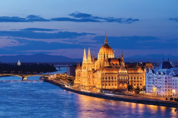 budapest at night on an amawaterways river cruise