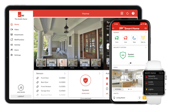 Smart Home app on tablet and mobile devices.