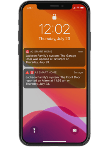 AAA Smart Home Security mobile app notifications