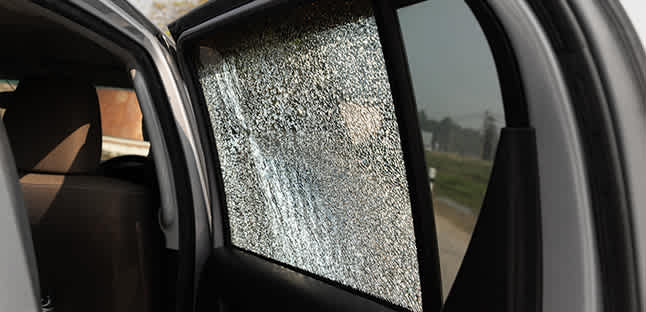 broken side window ready to be repaired