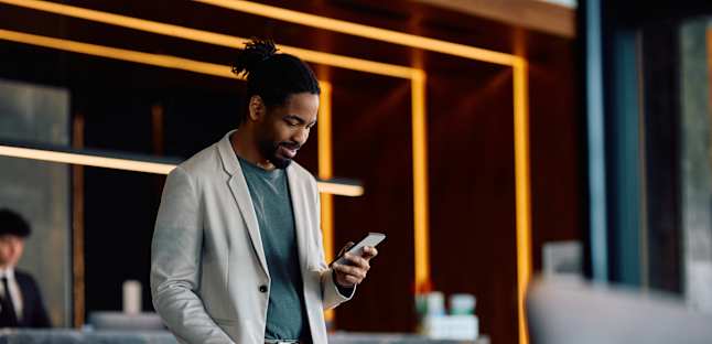 Man in hotel lobby