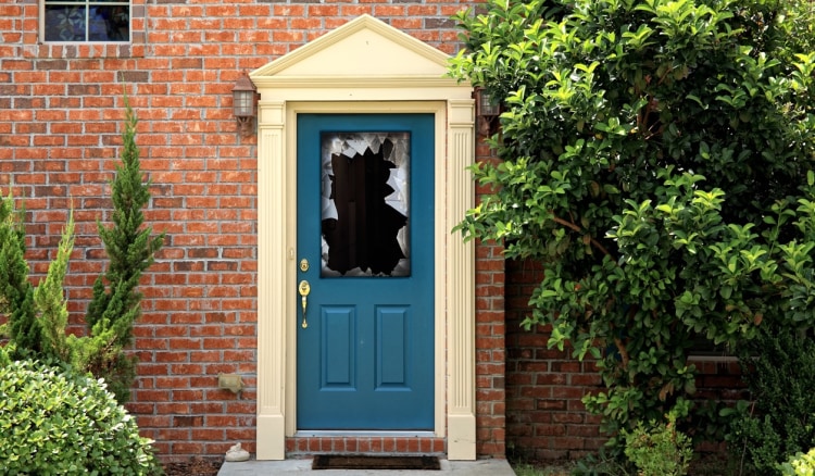 Door with broken window