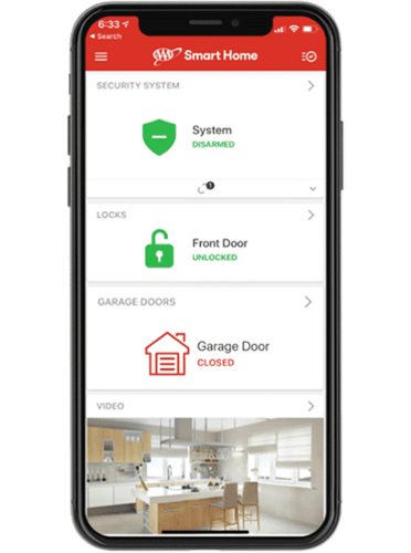 AAA Home Security app screen