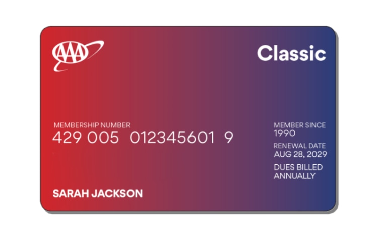 Example of a AAA classic membership card