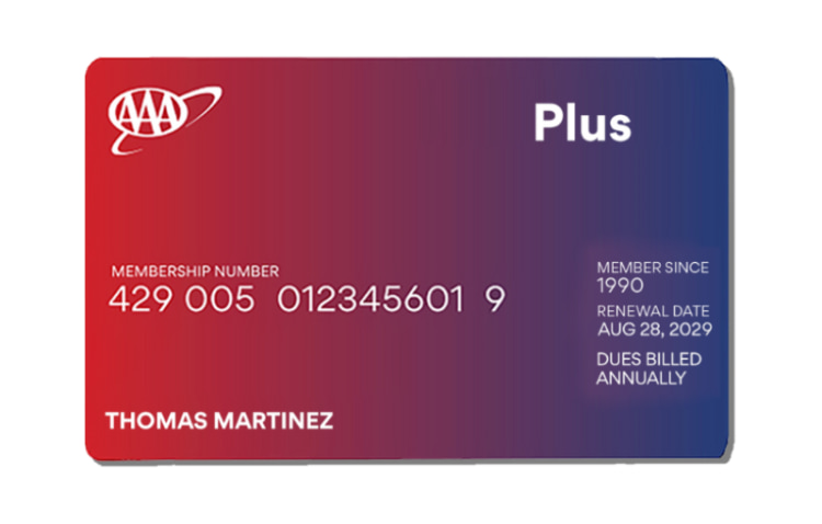 Example of a AAA Plus membership card