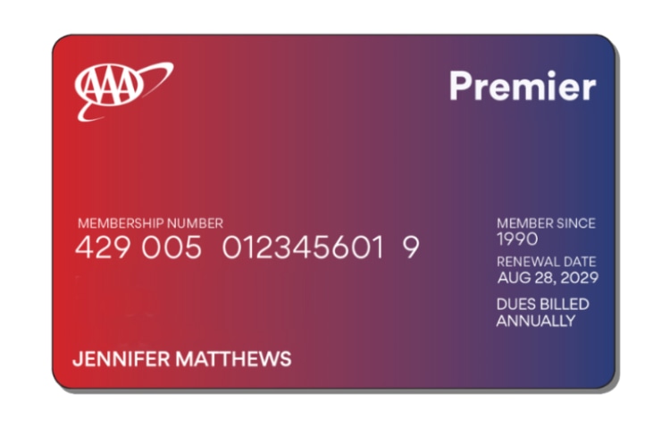 Example of a AAA Premier membership card