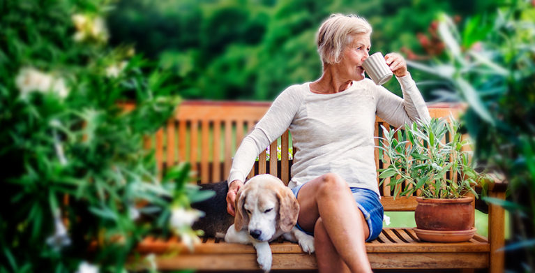 A AAA member and her dog enjoying a quiet morning.  