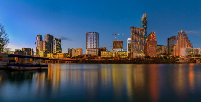 panorama with downtown high rises in austin