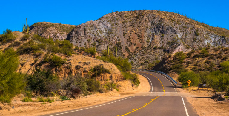 Arizona road winding through mountains