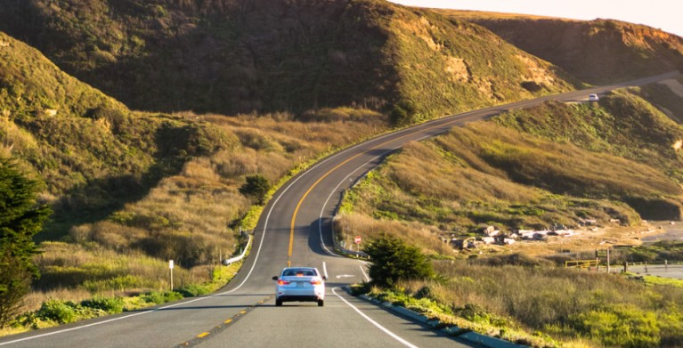 car driving on road in northern california