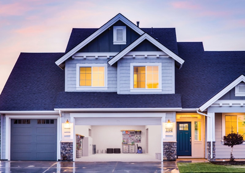 Garage with open door