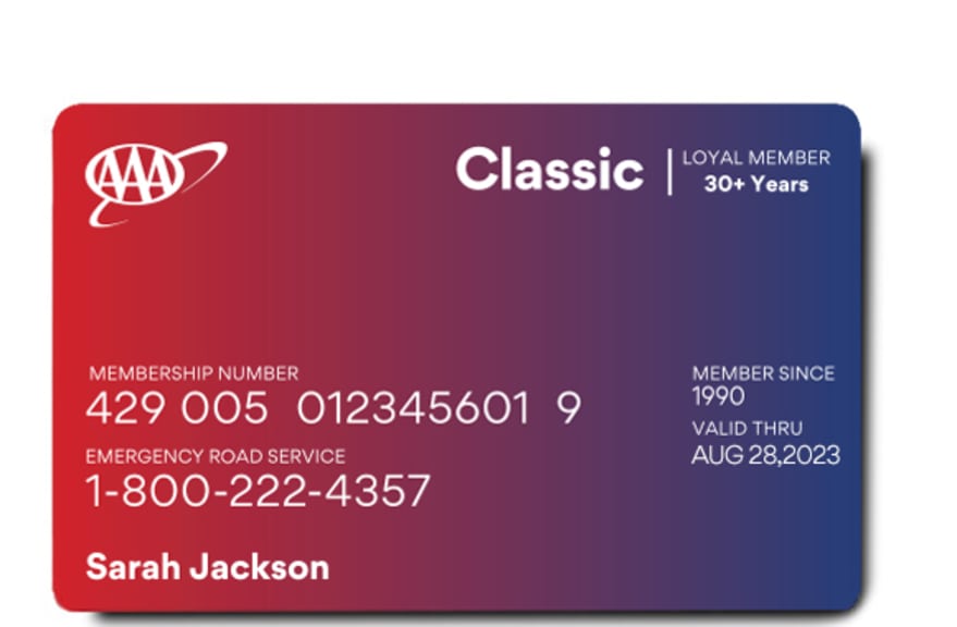 Example of a AAA classic membership card
