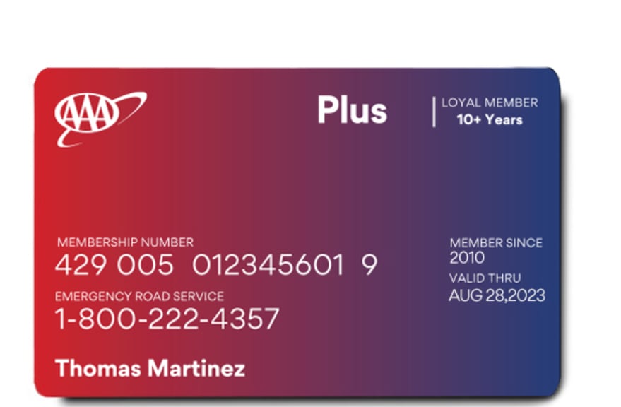 Example of a AAA Plus membership card