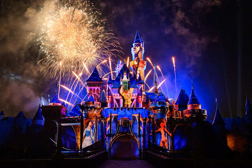 Disney castle decorated for wondrous journeys celebration