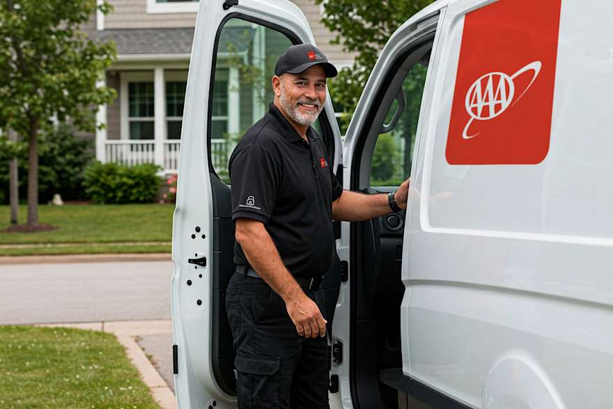 AAA Expert standing in front of a installation truck