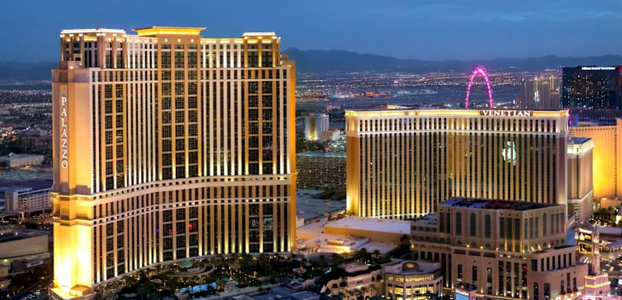 aerial view of las vegas hotels