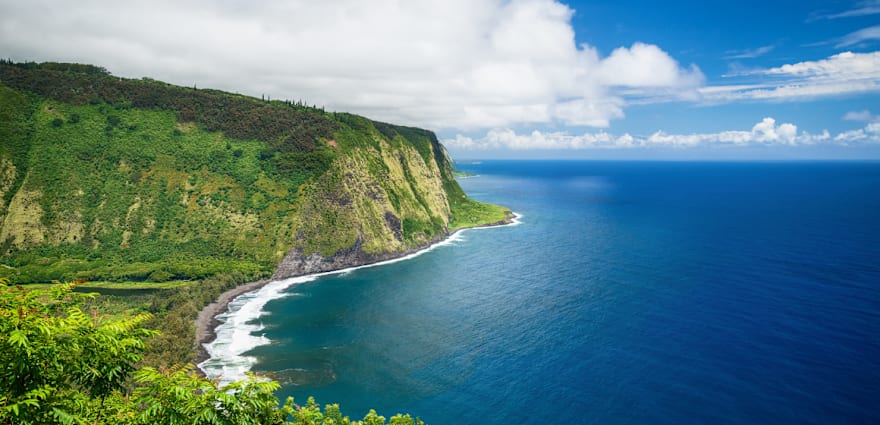 green mountain on coast